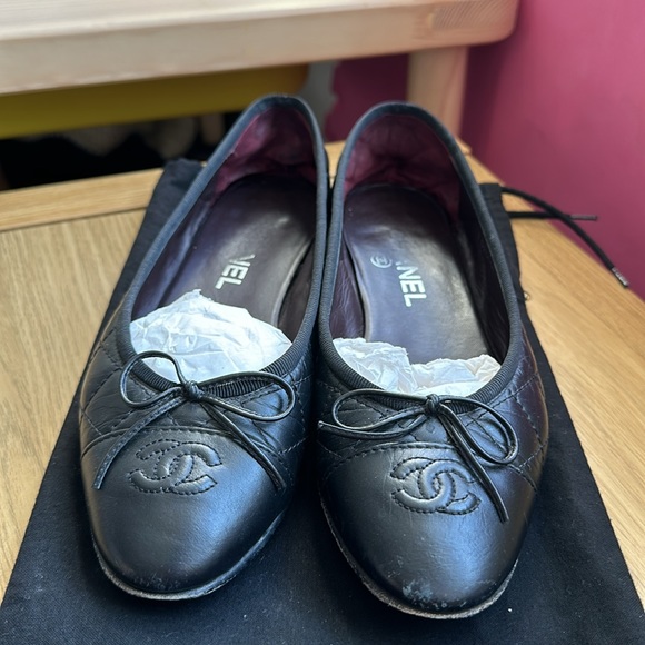 Authentic Chanel Classic Ballet Flats Black Sz: 37.5 - Picture 2 of 10